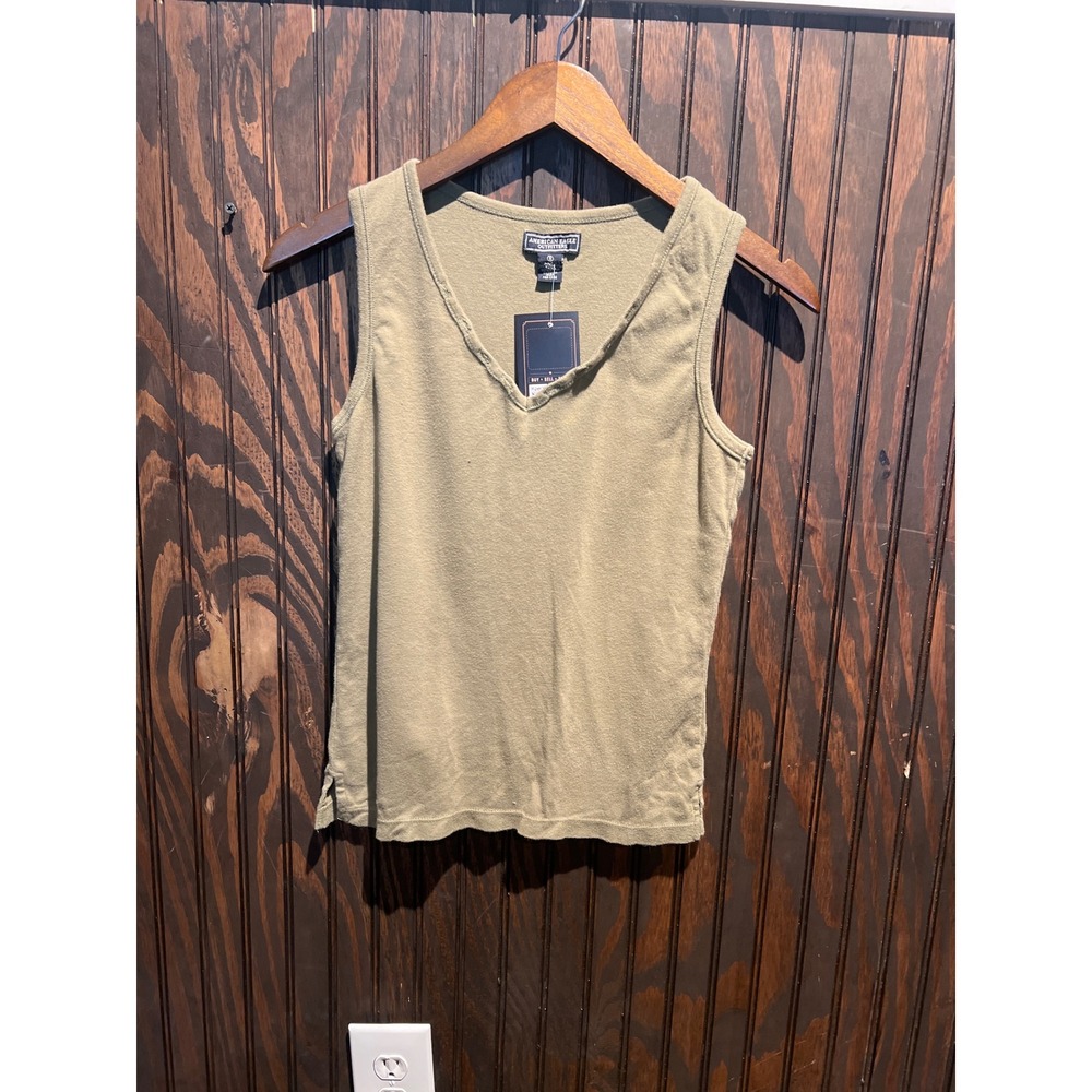 American Eagle Outfitters Womens Olive Green V-Neck Tank Top Sleeveless Small